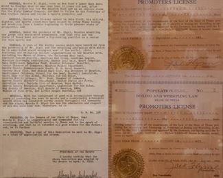 The first wrestling licenses issued in the 1930s. Mr. Sigel was the mentor in wrestling of the young Paul Boesch