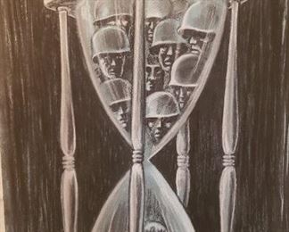 Original art submission for Paul Boesch's book "Much of Me in Each of These. Charcoal originals from 1966 by famed Houston cartoonist Victor John Green.