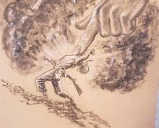 Original art submission for Paul Boesch's book "Much of Me in Each of These. Charcoal originals from 1966 by famed Houston cartoonist Victor John Green.