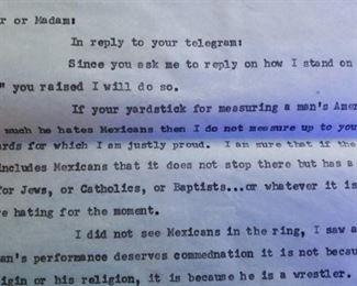 Mr. Boesch's response to the racist Telegram was epic...here is a small segment.