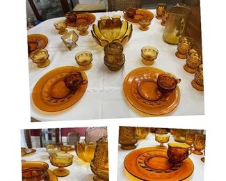 Amber glass dishes - $250 Set
17 plates $10 each
13 cups $4 each
6 dessert cups - $30
