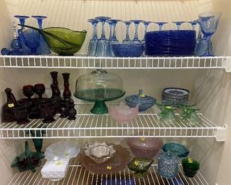 Colored glass dishes