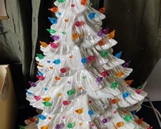 rare lighted white ceramic Christmas tree