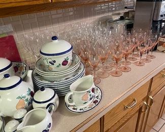 Princess house Orchard Medley collection, pink stemware - some from Mikasa. 