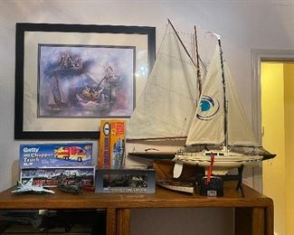 Wood model sailboat & RC remote control Mariner sail boat, 