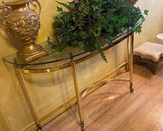 Elegant brass & glass sofa or accent table