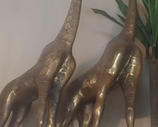 1970'S HOLLYWOOD REGENCY MID CENTURY MODERN PAIR OF GIRAFFES...  54" & 46" TALL