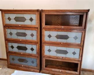 Pair of Barrister Bookcases -One missing some glass