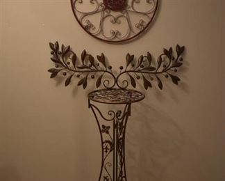 Lot of 3 Metal Decor Items | Small End Table & 2 Wall Decor Pieces