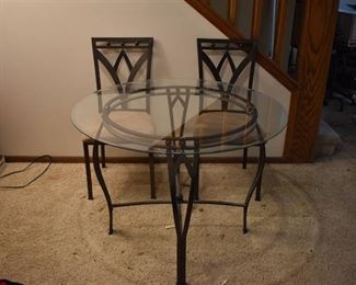 Metal & Glass Top Table With 4 Chairs