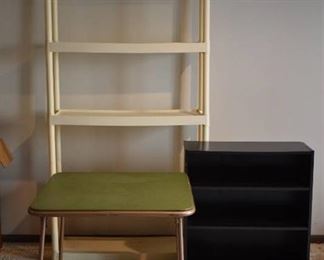 White Plastic Shelves, Small Cabinet, & Folding Table
