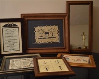 Lot of 6 Assorted Religious Decor Items & Mirror