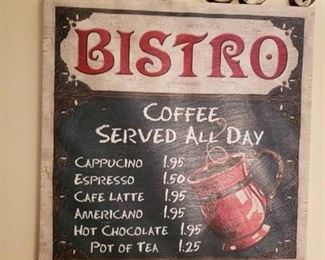 Bistro Coffee Menu Decor Wall Hanging