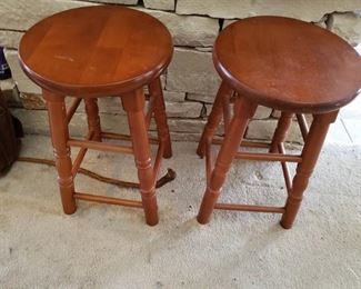 Pair of Wooden Bar Stools | 21" Tall