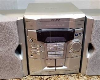 Sharp 3 Disc Dual Cassette Boombox Stereo System | Model CD-E500