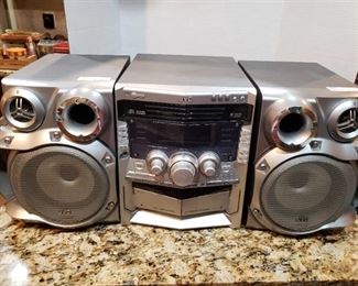 JVC 5 Disc Dual Cassette Boombox Stereo System | Model MX-GA77