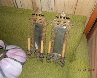 vintage brass/mirror wall sconce