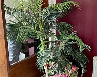 12.	Palm tree faux plant 	16”R x 68”H 				$30