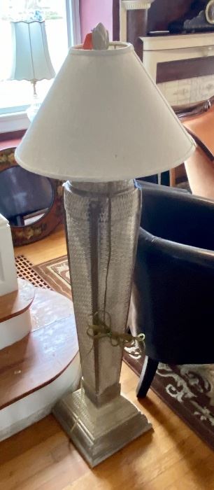 19.	Floor lamp faux wicker pottery				$50 