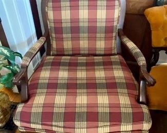 20.	King hickory plaid armchair 31”W seat x 26”D x 40”		$125 
