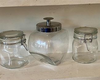 3 glass canisters $18