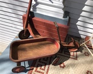 Antique toy carriage and trotinette $40 