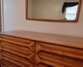 MCM Wooden Dresser with Mirror