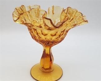 Vintage Fenton Amber Glass Compote