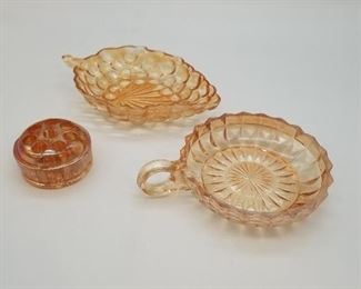 Vintage Carnival Glass Flower Frog and Candy Dishes