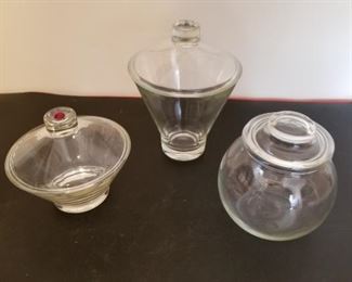 Clear Glass Covered Candy Dishes