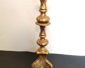 Vintage Gold Resin Pillar Candlestick Holder
