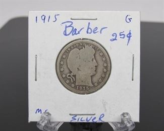 Yr: 1915
Denomination Barber Silver Quarter
Located in: Chattanooga, TN
*Coin Grading and Markings on Protective Covers are Not Verified or Certified*
KW4-129