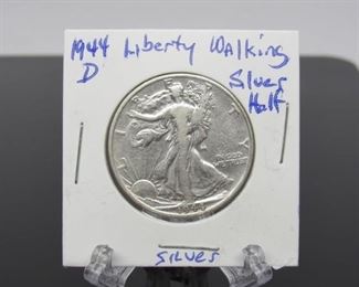 Yr: 1944 - D
Denomination Liberty Walking Silver
Series: Half Dollar
Located in: Chattanooga, TN
D Mint
KW4-55