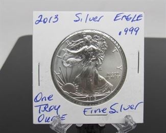 Yr: 2013
Denomination Silver Eagle
Located in: Chattanooga, TN
1 Troy Ounce
.999 Fine Silver
KW4-9