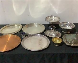 Located in: Chattanooga, TN
Assorted Silver Plated Serving Dishes
(1) Solid Copper Tray
(3) Silver Plated Trays
(2) Silver Plated Covered Dishes
(1) Silver Plated Serving Dish With a Handle
(3) Silver Plated Bowls
**Sold as is Where is**
SKU: L-3-D
