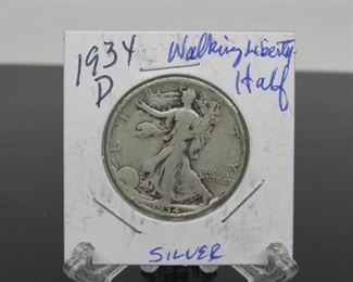 Yr: 1934 - D
Denomination Liberty Walking Silver
Series: Half Dollar
Located in: Chattanooga, TN
D Mint
KW4-69