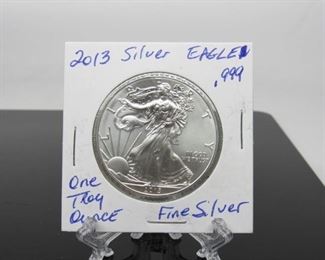 Yr: 2013
Denomination Silver Eagle
Located in: Chattanooga, TN
1 Troy Ounce
.999 Fine Silver
KW4-5