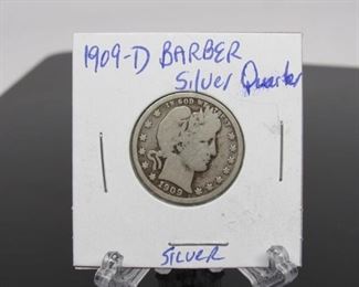 Yr: 1909 - D
Denomination Barber Silver Quarter
Located in: Chattanooga, TN
D Mint
KW4-137