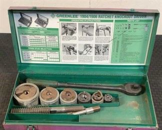 Located in: Chattanooga, TN
MFG Greenlee
Model 1904
Ratchet Knockout Driver Set
*Missing Ball Nut and Handle*
*Sold As Is Where Is*

SKU: H-6-D