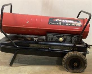 Located in: Chattanooga, TN
MFG ProTemp
Model PT-175T-KFA
Power (V-A-W-P) V-120, Hz - 60, A - 2.7, Single Phase
Forced Air Heater
*Powers On, Makes Loud Noise*
175K BTU
Fuel Tank Capacity - 13 Gallon
*Sold As Is Where Is*

SKU: N-1-A
See Notes