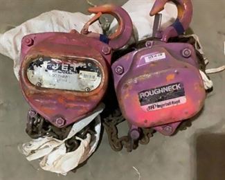 Located in: Chattanooga, TN
2 Ton Chain Hoists
(1) Jet Chain Hoist
(1) Ingersoll-Rand Chain Hoist
**Sold as is Where is**

SKU: V-2-A