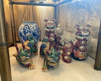 Japanese Kutani Shishi Porcelain Foo Dog Temple Guardians 