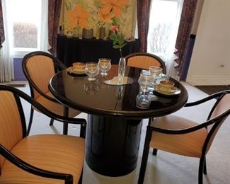 Black Lacquer, dinette, 4  chairs,  2 leaves 