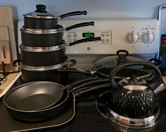 Assorted Pots & Pans, Tea Kettle