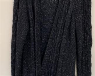 $95- #4 Peruvian Connection long cable knit sweater; size L