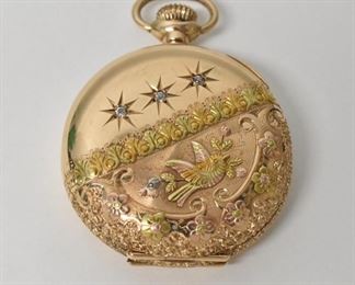 Elgin Multicolor HC 14K with Birds, Diamonds