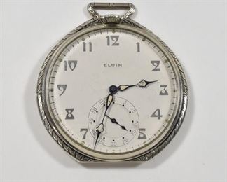 Elgin 12S Travel Watch Unusual White GF Case