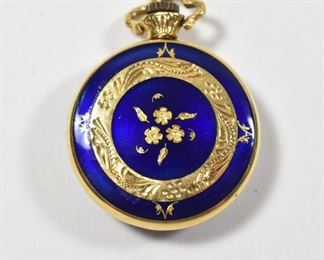 Ladies Enameled Swiss Miniature 18K