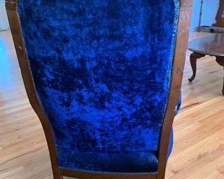 	#3	Antique chair with blue velvet on casters. As is.	 $75.00 		