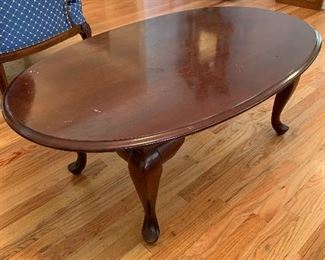 	#14	Queen Anne cherry coffee table. Made in USA 46"x28"x17"	 $25.00 		